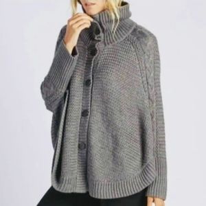 UGG wool blend poncho turtleneck grey sweater M/L